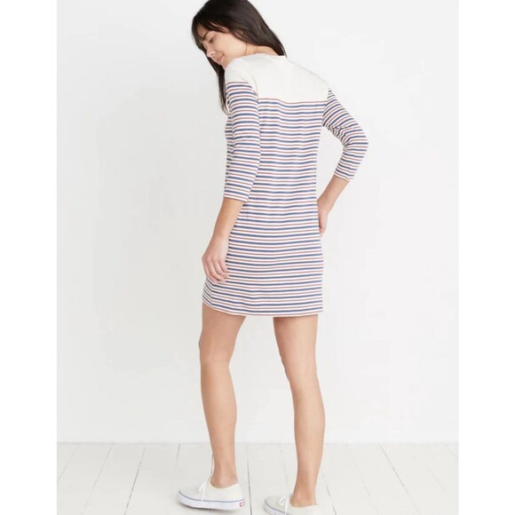 Marine Layer Women's Size Medium Nautical Striped 3/4 Sleeve April Tunic Dress - Picture 2 of 6